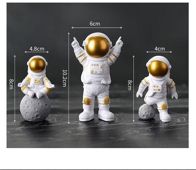 Astronaut Ornament Home Office Desktop Figurine Decors Set of 3 - Golden